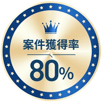 案件獲得率80%